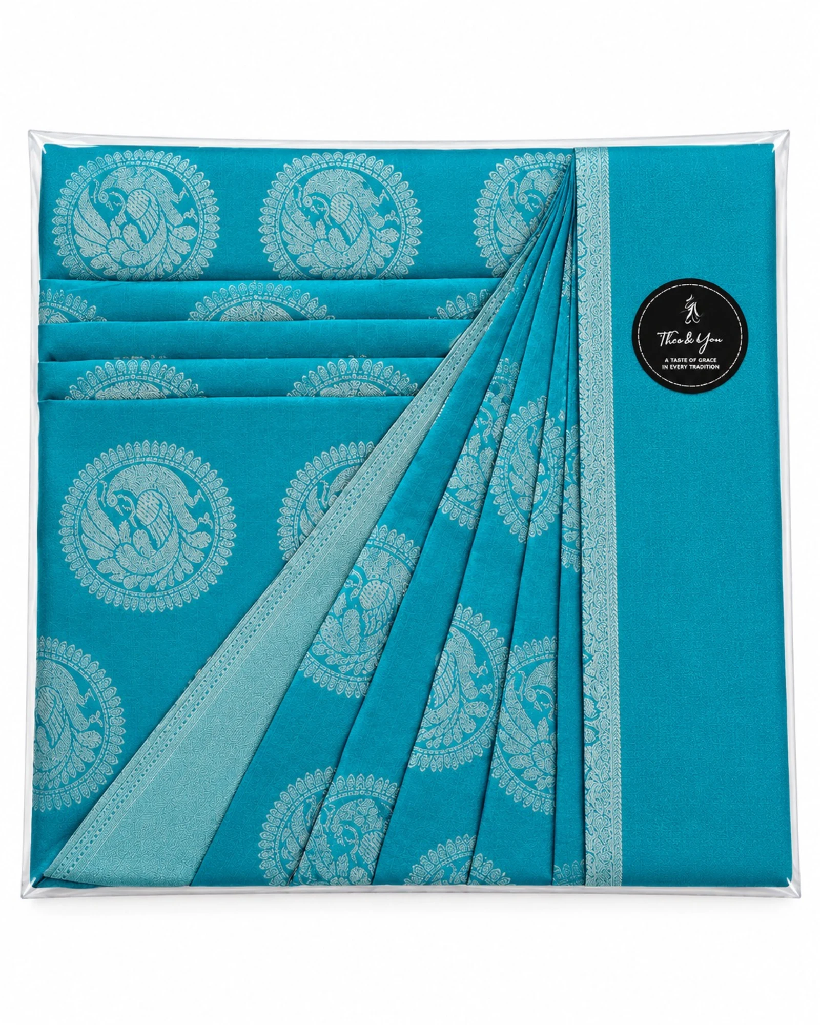 Demo photo: saree front pleats pressed perfectly flat with crisp sharp creases, lying flat